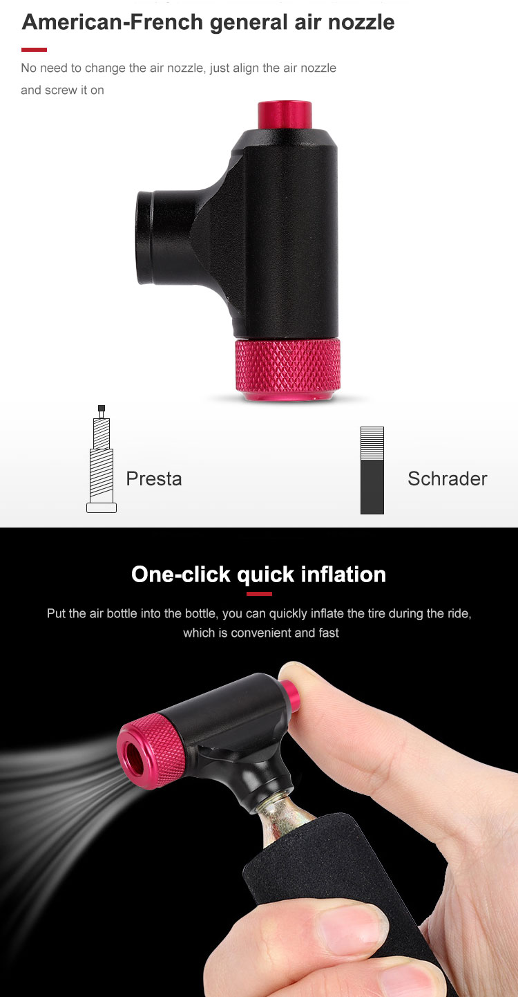 Portable CO2 Cartridge Bicycle Pump Valve Head